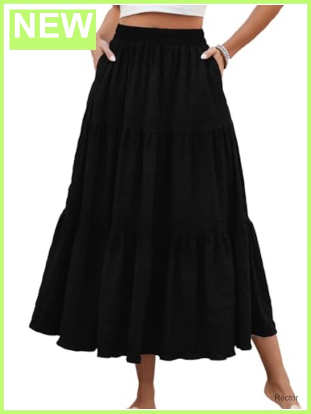 Women's Smock Layered Tiered Maxi Skirt High Waisted A-Line Flowy Long Skirt